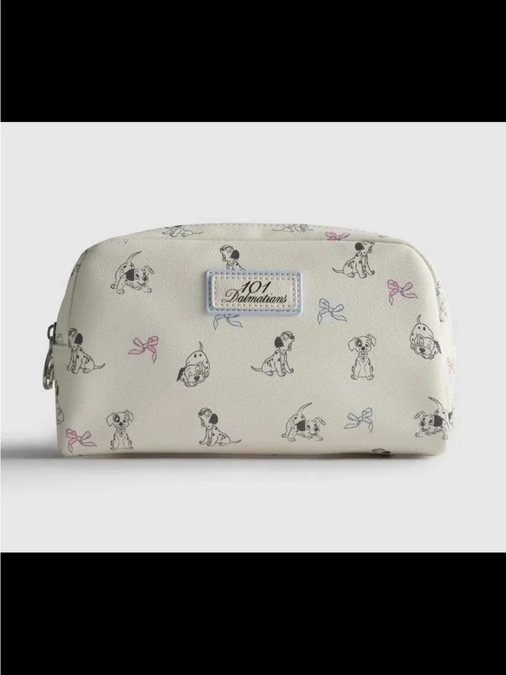 101 Dalmatians Cream Cosmetic Pouch with Pink & Blue Bow Accents